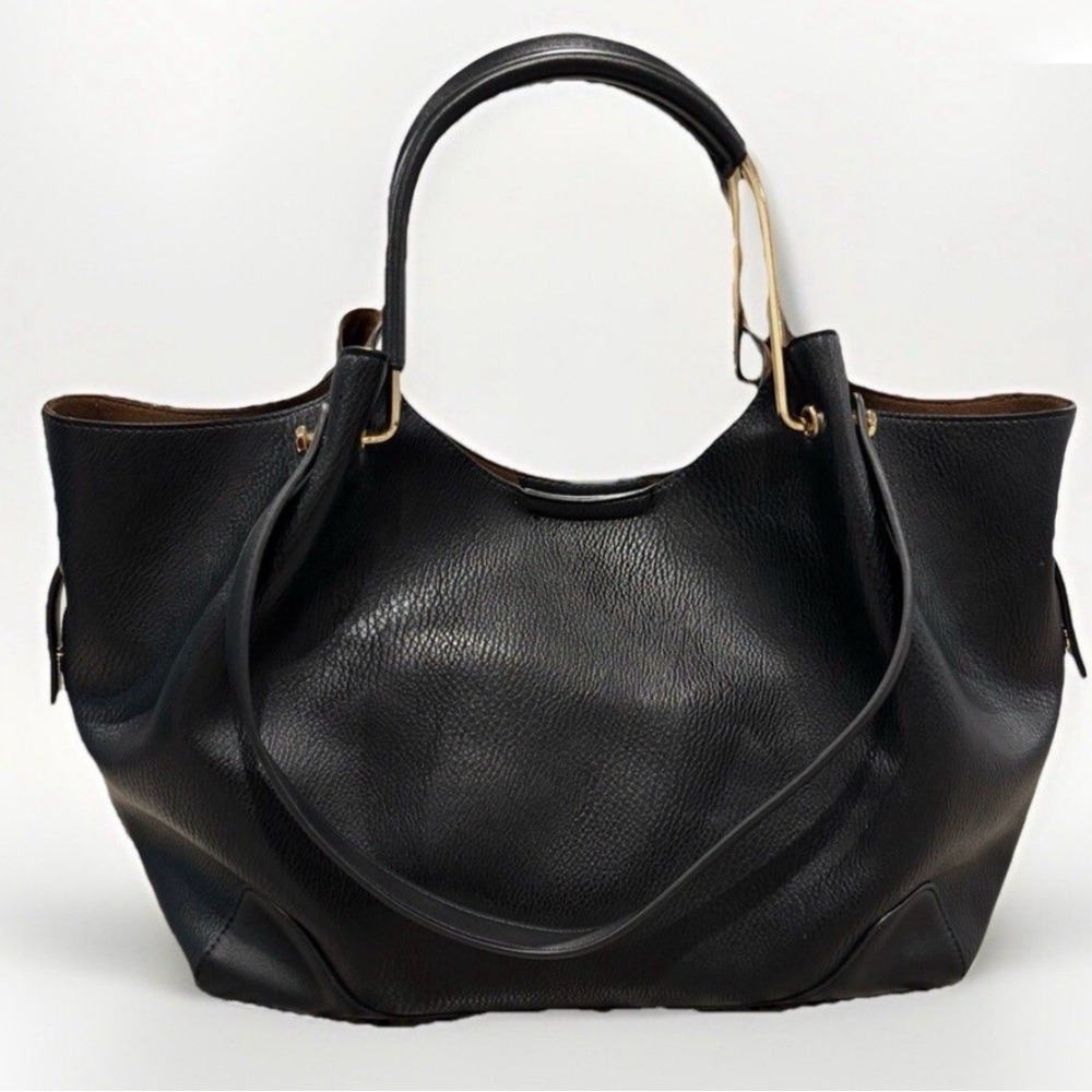Sondra Roberts Black Faux Leather Shoulder Bag